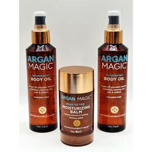 2 Pack ARGAN MAGIC Nourishing Body Oil 6oz & Head to Toe Moisturizing Balm 2oz